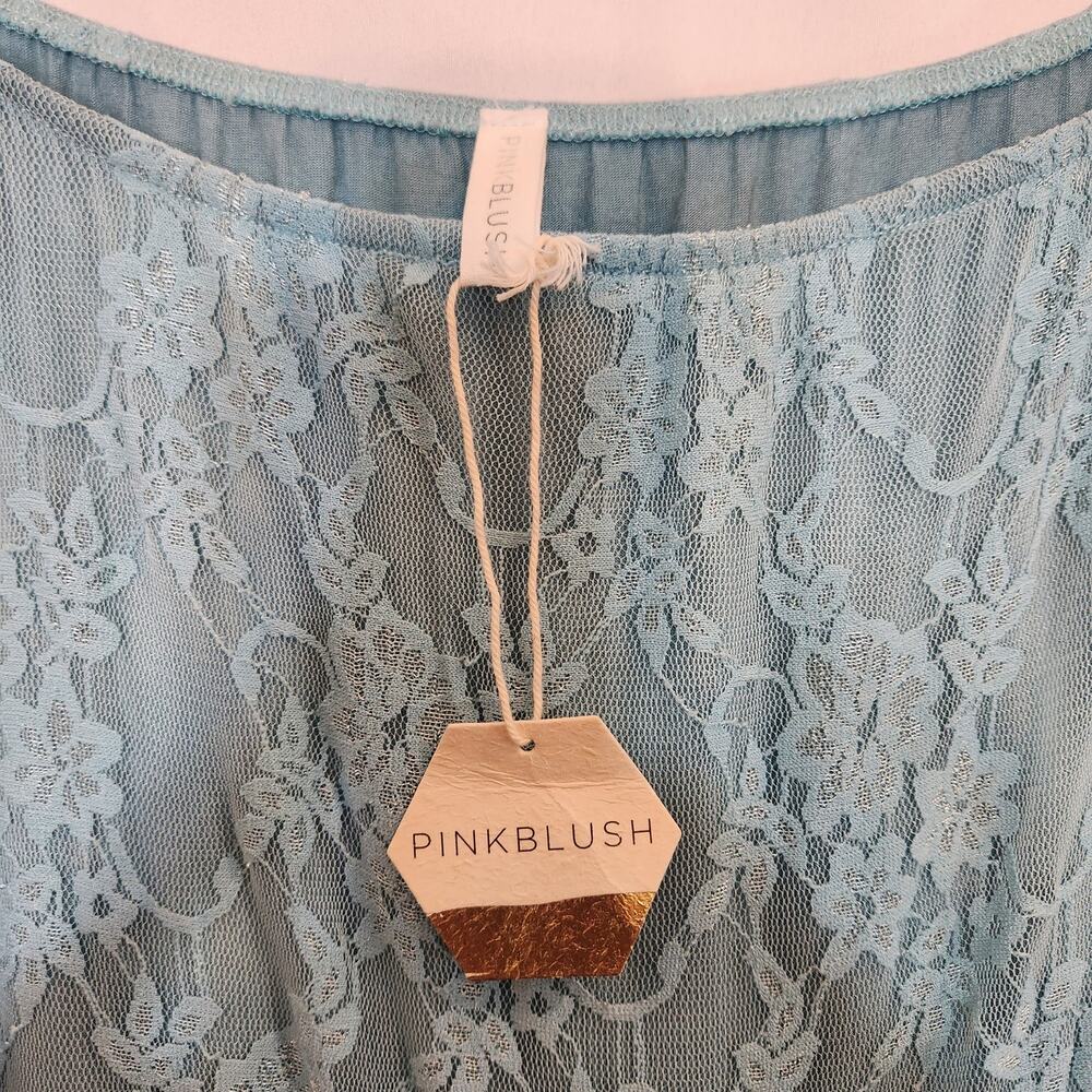 PINK BLUSH Aqua Sheer Lace Photo Shoot Off Shoulder Maternity Small S FLAWED - Picture 3 of 7